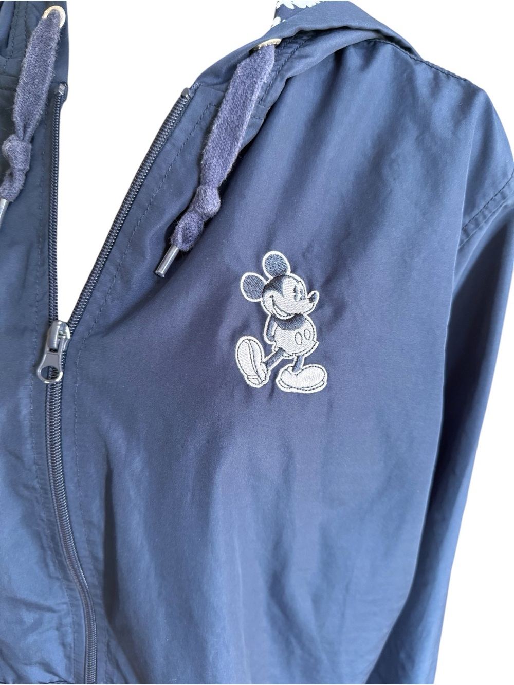 Disney Parks Mickey Mouse Windbreaker Jacket XL Navy Blue Hooded - Picture 3 of 6